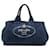 Tote Borsa Satchel Prada Large Denim Canapa Logo Blu