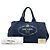 Tote Borsa Satchel Prada Large Denim Canapa Logo Blu - vista 7