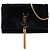 Borsa a tracolla Saint Laurent Kate Tassel Medium in camoscio monogrammato nero
