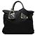 Borsa satchel Prada in Tessuto con rifiniture in Saffiano nera Nero