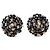 Orecchini a clip rotondi Chanel neri con perline Nero