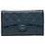 Lange Chanel CC gesteppte Lammfell Classic Flap Geldbörse in Blau