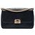 Bolsa transversal Chanel Medium de pele de vitelo acolchoada preta com aba de linha reta Preto