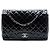 Borsa a tracolla Chanel Maxi Classic Patent Double Flap nera Nero