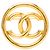 Spilla rotonda Chanel CC placcata oro D'oro