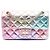 Mini Borsa a Spalla Reissue 2.55 Single Flap 224 in Capra Trapuntata Stropicciata Multi Chanel Rainbow Multicolore