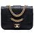 Borsa a tracolla Chanel Large Quilted Sheepskin Front Chain Flap Nera Nero
