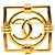 Spilla quadrata Chanel CC placcata oro D'oro