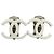 Orecchini a clip Chanel CC argentati placcati in argento e laccati
