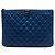 Clutch Boy O Case in agnello trapuntato blu Chanel Medium