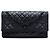 Chanel CC So Black Schultertasche aus gestepptem Lammleder und Grosgrain in Schwarz