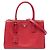 Bolsa Satchel Prada Galleria Double Zip em Saffiano Médio Vermelho