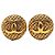 Orecchini a clip rotondi Chanel CC placcati oro con intreccio dorato D'oro