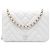 Wallet On Chain Borsa a tracolla con catena Chanel CC in pelle di vitello chevron crinkled bianca Bianco