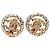 Orecchini a clip rotondi Chanel CC placcati oro e strass D'oro