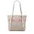 Borsa Tote Shopper Prada in tela beige con logo e strisce