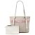 Borsa Tote Shopper Prada in tela beige con logo e strisce - vista 7