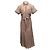 Braunes Sacai Kurzarm-Plissee-Kleid Designer Größe 2