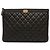 Chanel Boy O Case Clutch aus gestepptem Caviar Leder Schwarz Medium