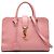 Piccola borsa cabas in pelle con monogramma rosa Saint Laurent