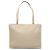 Tote Chanel in pelle di agnello beige con logo CC goffrato e camelia
