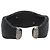 Designers Remix Bracciale rigido in pelle di razza nera e pavé di diamanti Nero - vista 3