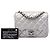 Borsa a tracolla Chanel Mini Square Classic in agnello metallizzato argento con patta singola - vista 8