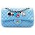 Borsa a tracolla Chanel Medium Classic Lambskin Blue con charm a cuore di San Valentino Single Flap