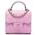 Clutch Chanel Mini CC in agnello trapuntato rosa con tracolla a catena