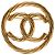 Spilla rotonda Chanel CC placcata oro D'oro
