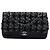 Borsa a tracolla Chanel Medium Classic Tweed e Caviar Double Flap nera Nero
