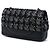 Borsa a tracolla Chanel Medium Classic Tweed e Caviar Double Flap nera Nero - vista 2