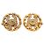 Pendientes de clip redondos con cuerda y strass chapados en oro Chanel CC Gold Dorado