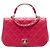 Borsa Chanel Small Quilted Lambskin Carry Chic Flap rossa Rosso
