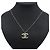 Collana con pendente Chanel CC in ottone con strass e perle finte argento - vista 11