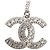 Collana con pendente Chanel CC in ottone con strass e perle finte argento - vista 2