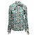 Gucci Blumenprint Pussy-Bow-Bluse in Blau & Multicolor Größe IT 42