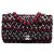 Borsa a tracolla Chanel Medium Classic Tweed con paillettes e doppia patta nera Nero