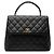 Borsa Chanel CC Quilted Caviar Kelly Top Handle Nera Nero