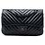 Borsa a tracolla Chanel Medium Classic Chevron Lambskin So Black Double Flap nera Nero