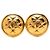 Orecchini a clip rotondi Chanel Gold Plated CC trapuntati Oro D'oro