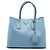 Borsa Double Satchel Saffiano Large blu Prada
