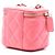Mini Vanity Case Chanel in agnello trapuntato rosa con manico e tracolla a catena - vista 2
