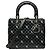 Borsa Lady Dior Medium in pelle di vitello nera con fiori ricamati Nero