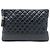 Clutch Chanel Gabrielle O Case in pelle di vitello invecchiata nera Large Nero