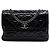 Borsa a tracolla Chanel CC in pelle di vitello laccata trapuntata nera Nero