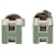 Green Hermès Palladium Plated Enamel Cage dH Cube Push Back Earrings  - view 1
