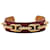 Bracelet manchette Chaine d'Ancre en cuir rouge et plaqué or Hermès  - vue 1