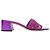 Sandali con tacco in rafia e pelle metallizzata viola Jimmy Choo Taglia 39.5