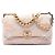Borsa Chanel 19 Flap in pelle di vitello crochet rosa Large